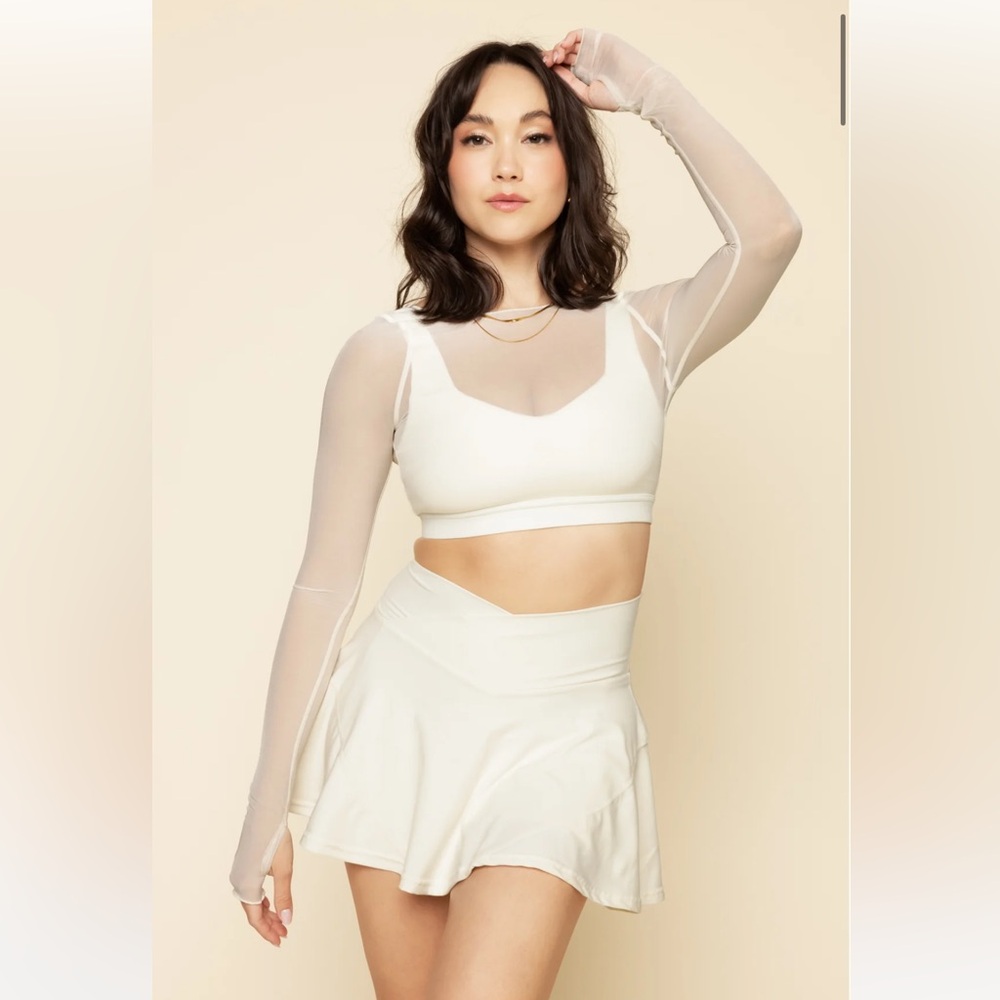 Popflex Coquette Long Sleeve Mesh Bra - Ivory size medium